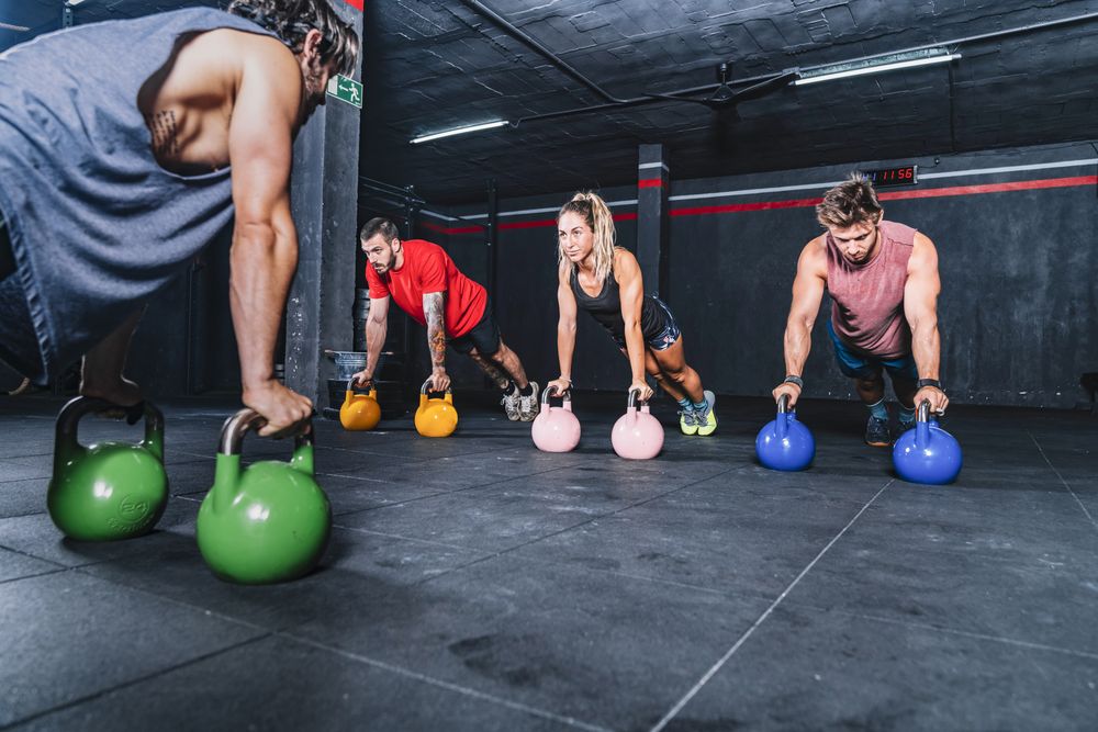 Concentrated muscular mates training in sport club
