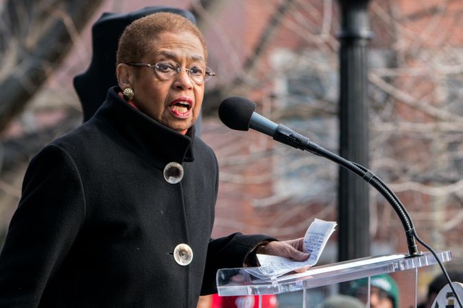 Washington DC, USA - March 24, 2018: Congresswoman Eleanor Holmes Norton speaking at podium