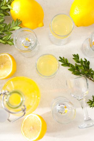 Concept of fresh summer drink - Limoncello cocktail