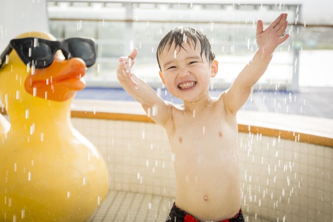 Boy Having Fun at the Water Park