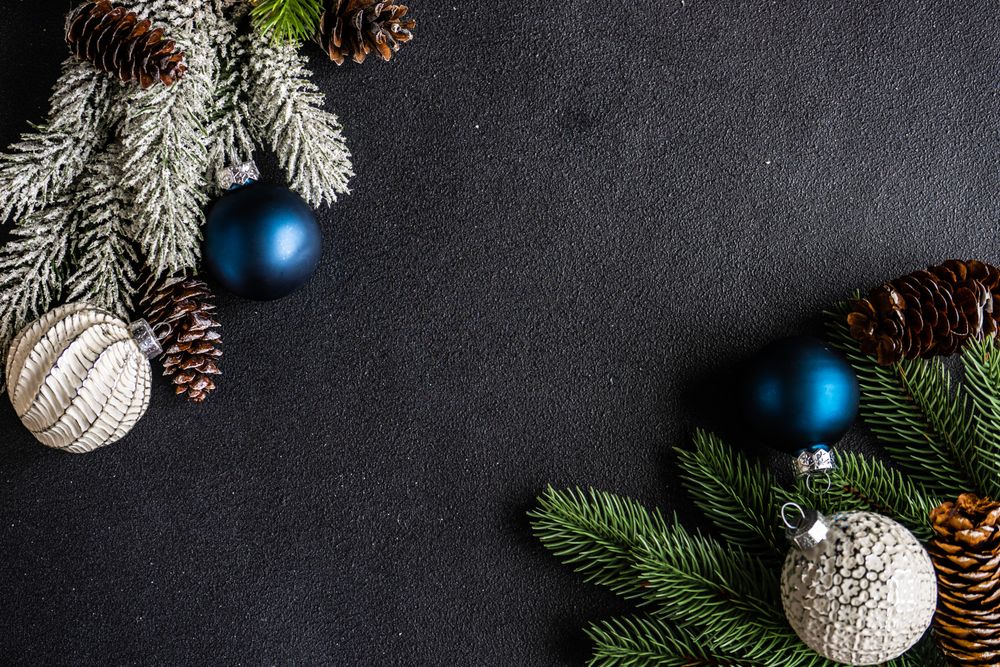 Top view of pine on dark background