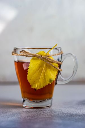Side view of autumnal tea