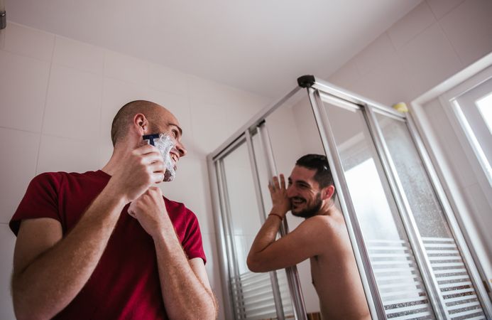 Gay couple in the bathroom