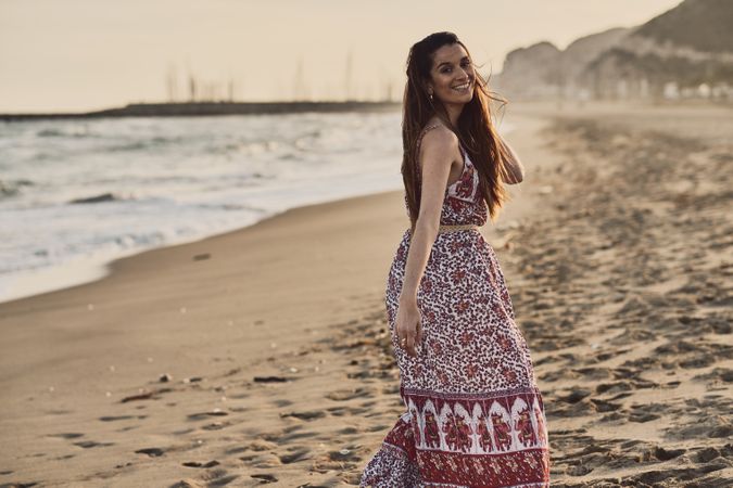Woman with dress at the beach
