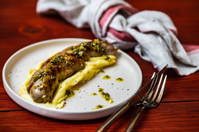 Homemade sausage and mashed potatoes