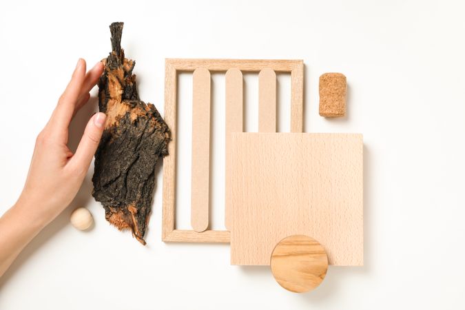 Flat lay of creative moodboard composition, top view