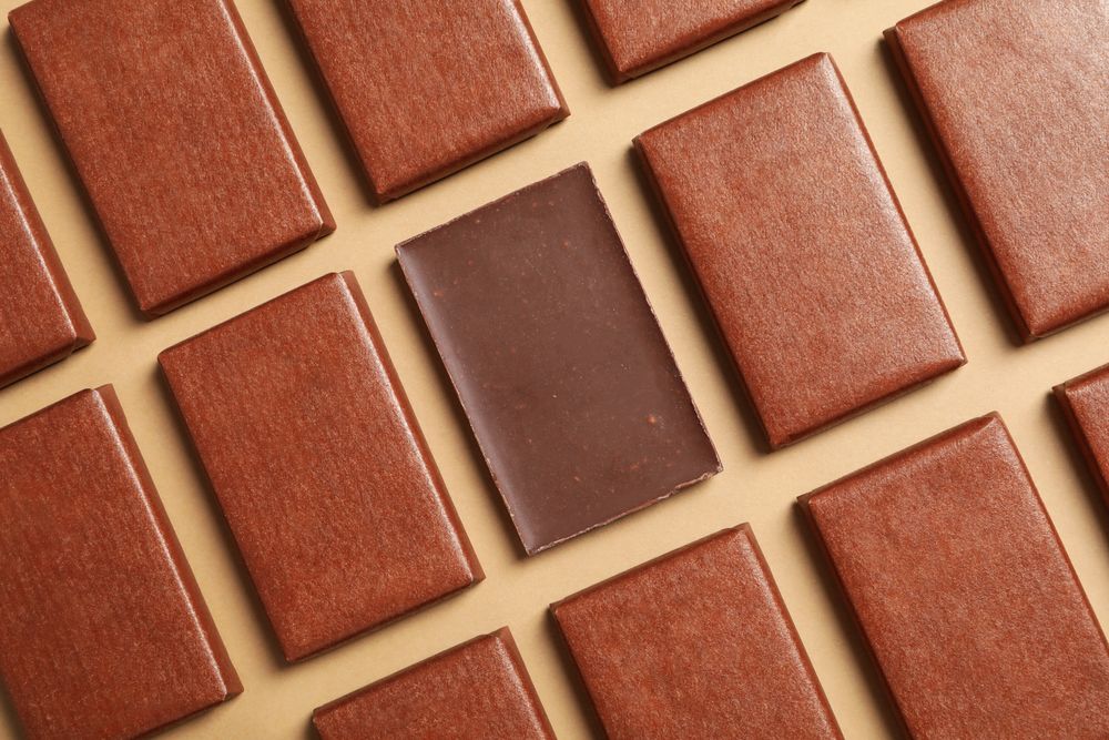 Concept of tasty food, chocolate, top view