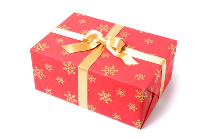 Beautiful gift box with bow isolated on blank background