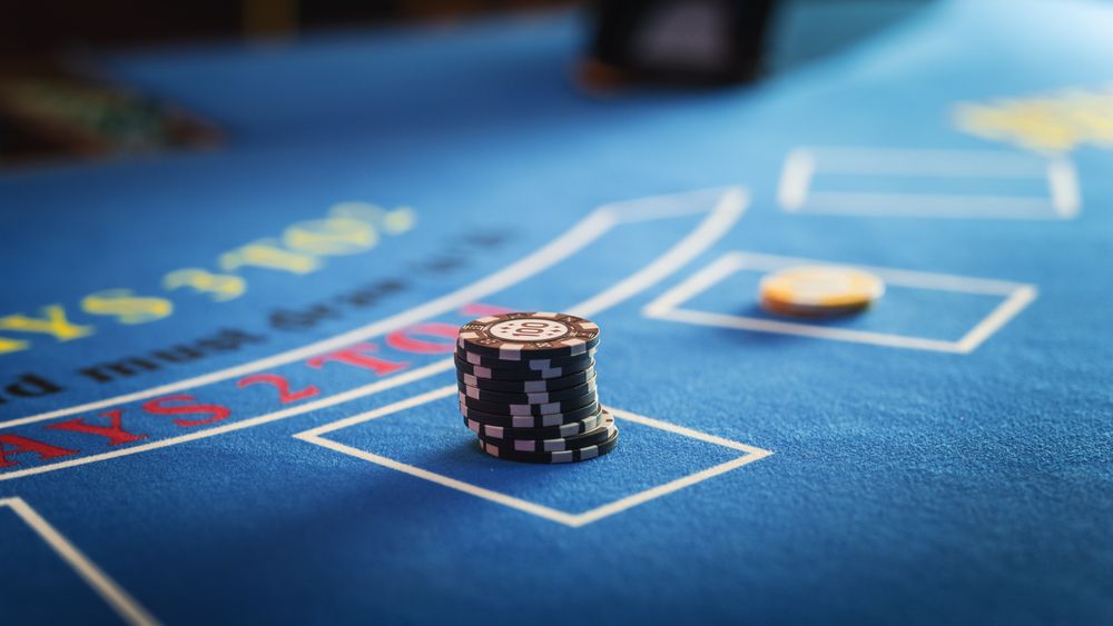 Close Up on Casino Baccarat Gambling Table