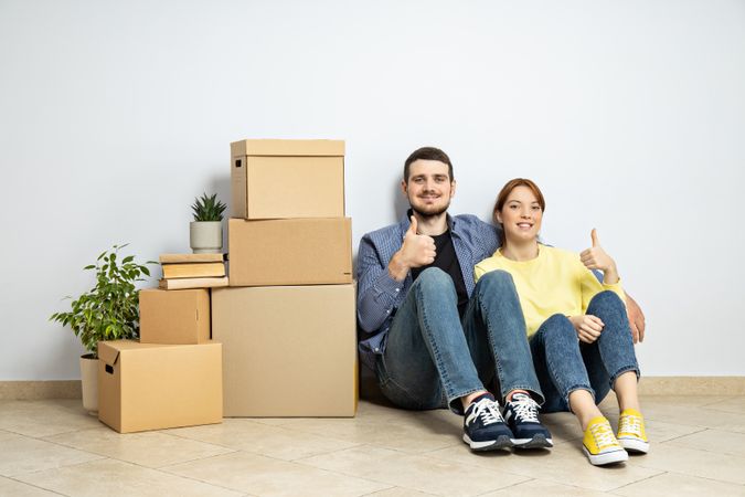 Concept of move with a happy young couple