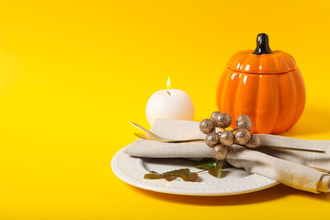 Fall season, autumn time, table setting for fall season