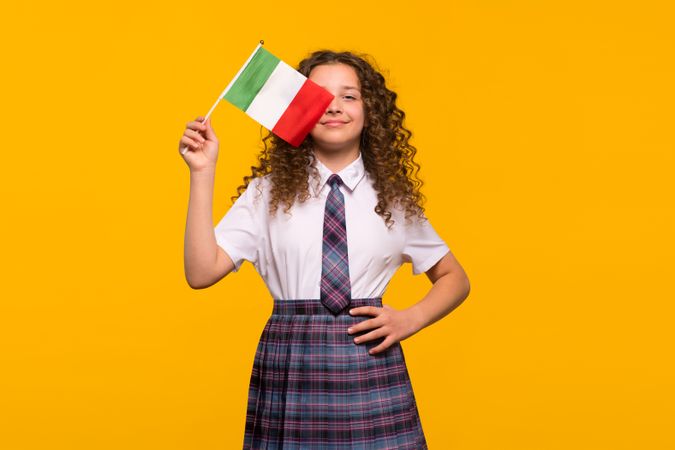 Girl posing with Italian flag