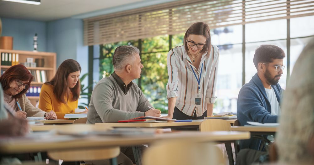 Multiethnic Women and Men of Different Age Acquiring New Academic Skills in Classroom