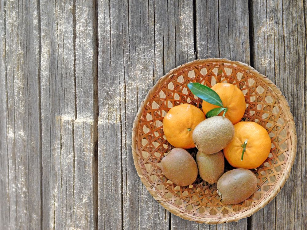 Fruit On The Wooden Background