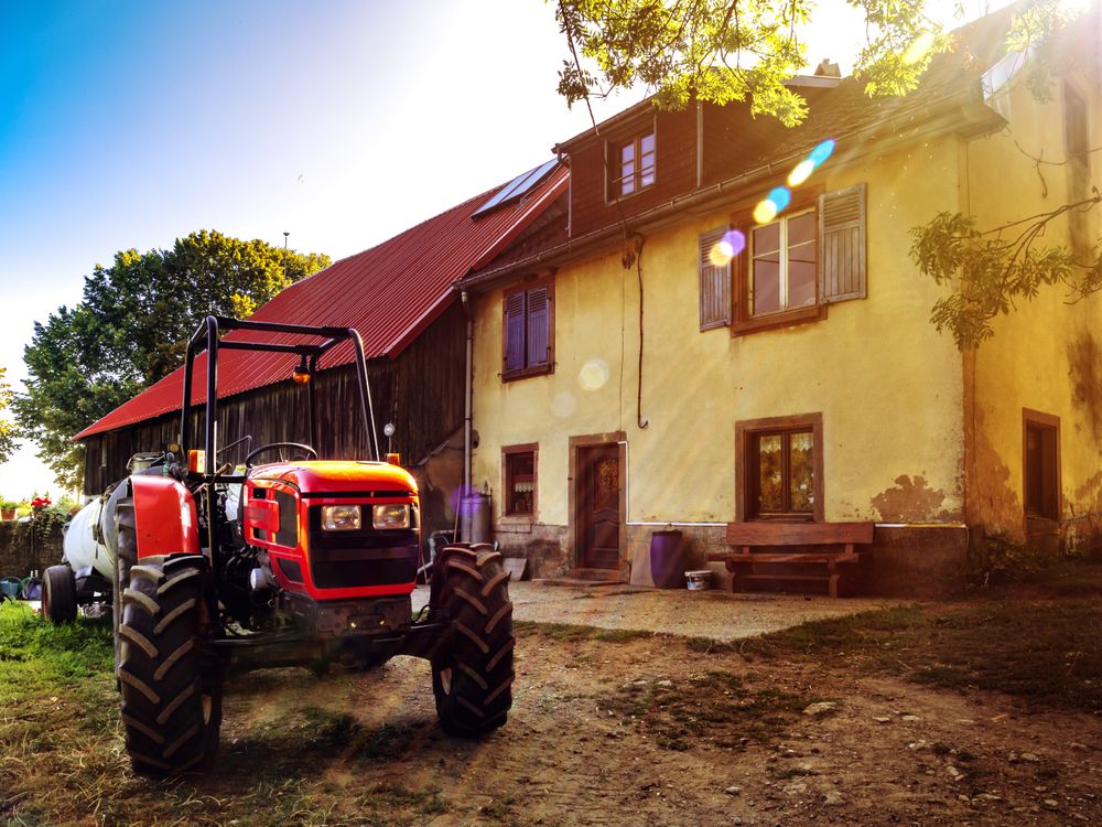 Tractor on an old farm high in the Vosges mountains.