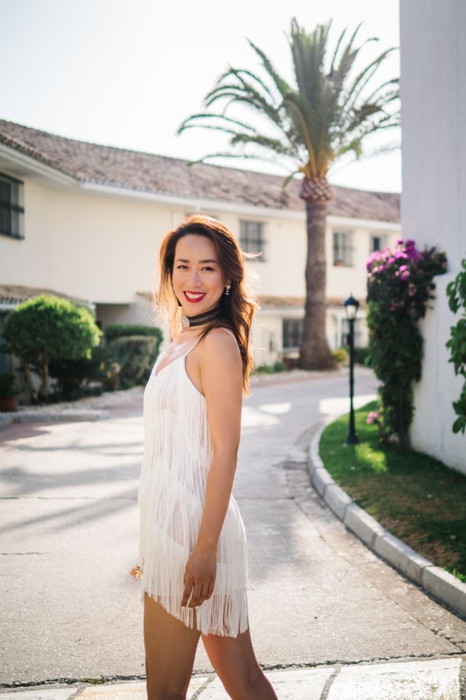 Young elegant Asian woman at a luxurious resort