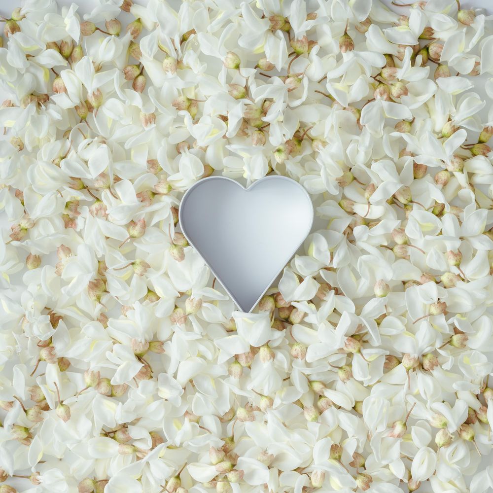 Flowers with heart shape cookie cutter