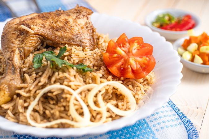 Kebuli rice with fried chicken