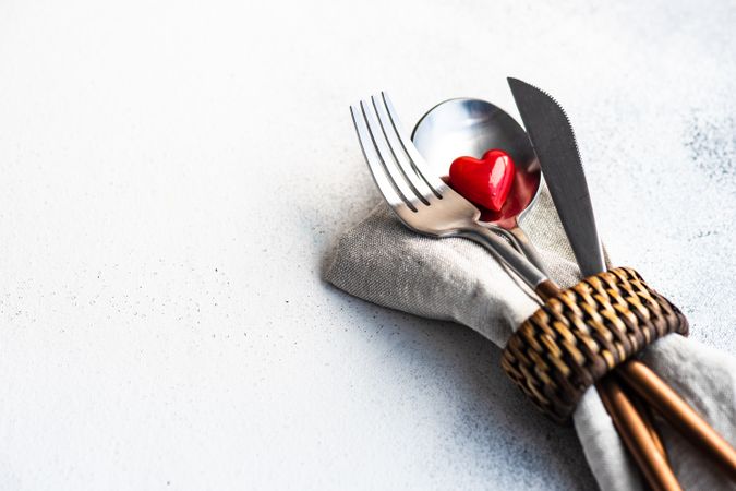 St. Valentine day cutlery with small heart