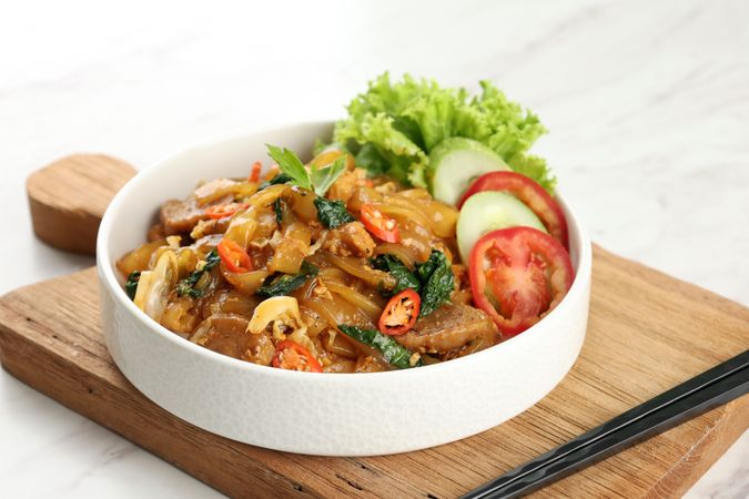 Close Up Char Kway Teow or Kwetiay