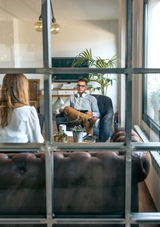 Business colleagues in an informal business meeting
