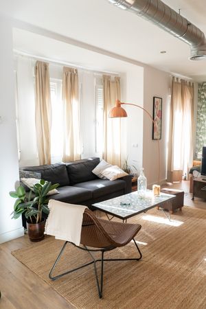 Light modern room decorated for Christmas
