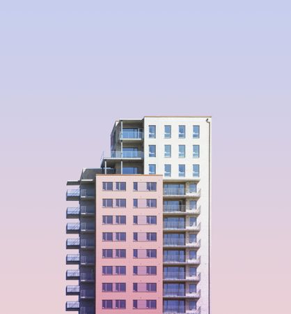 Bright building with pink hues