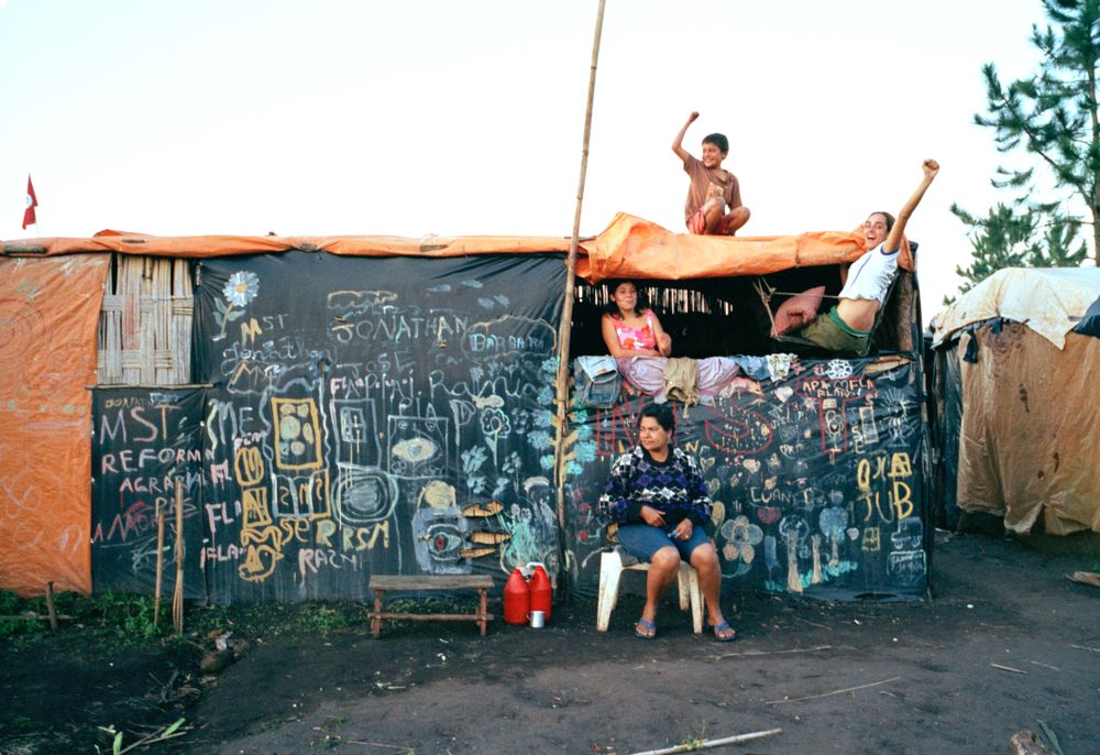 Apiai, Brazil - Aug 2006 - MST members in an encampment tent