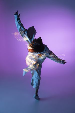 Female dancer under bright light
