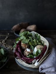 Fresh sweet potato falafel