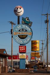 Happy sign for the Sparkle Car Wash in Benton Harbor, Michigan