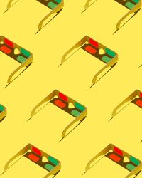 3D glasses on yellow background