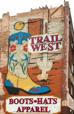 Trail West Boots, Hats, Apparel Mural in downtown Nashville, Tennessee