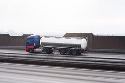 Cistern in motion on a highway