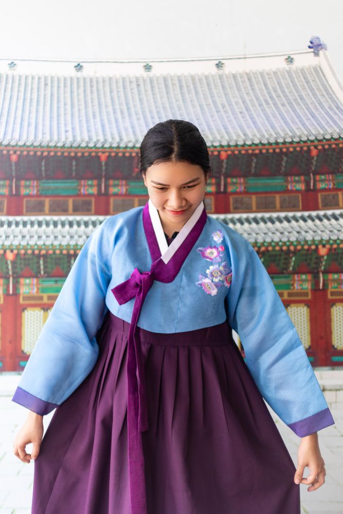 Woman wearing hanbok