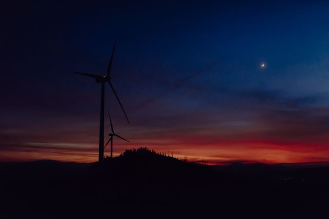 Windmills and wonderful pink sky