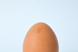 Top of brown egg on table