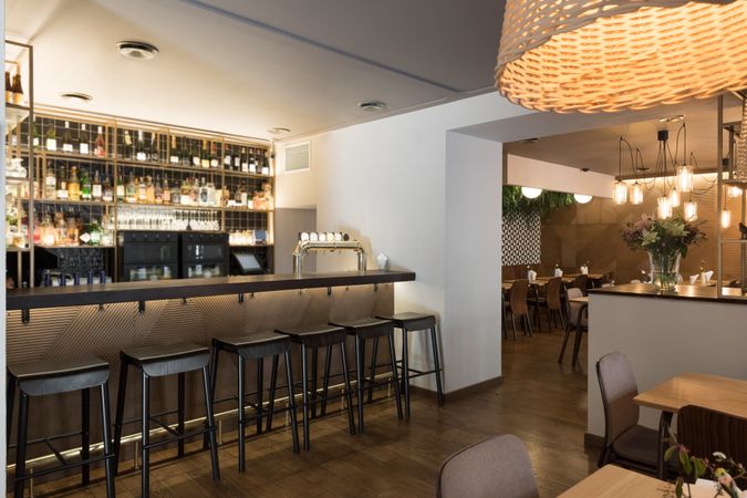 Small bar in cozy restaurant