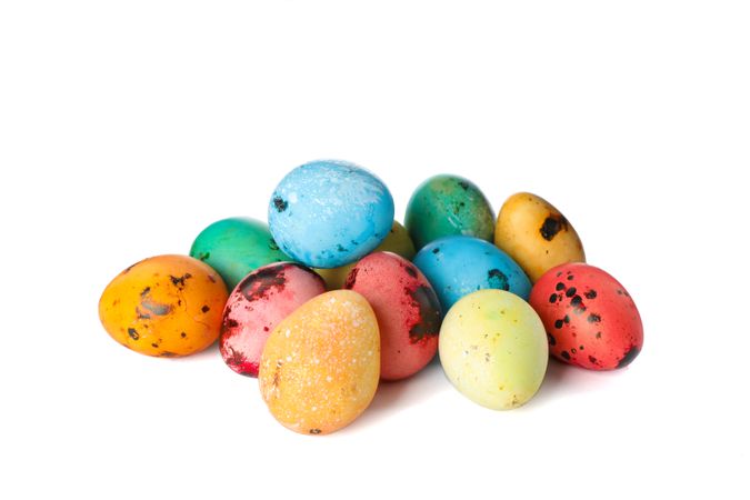 Decorative Easter eggs isolated on plain background. Festive tradition
