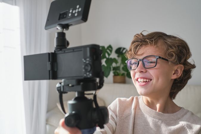 Child shooting video for blog