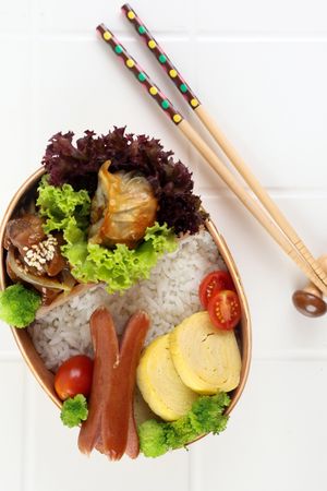 Top View Japanese Bento School Lunch Box