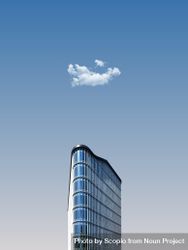 Top part of glass skyscraper building with small cloud above 4Br2k4