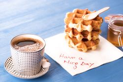 Hot coffee and napkin message