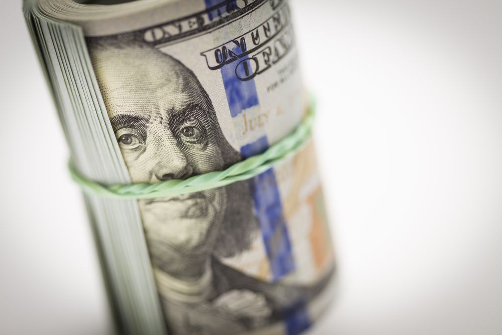 Abstract Roll of Newly Designed One Hundred Dollar Bills