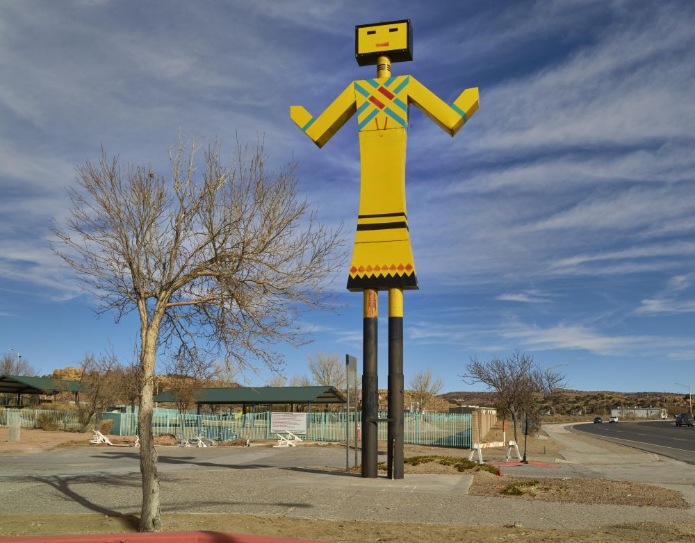 A giant Native American style Kachina doll welcomes visitors to Gallup, New Mexico