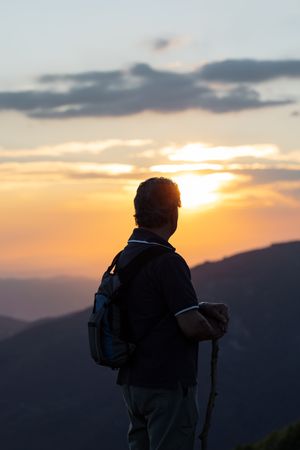 Man walking on the mountain