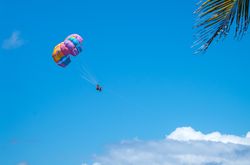 Colorful parasol shoot in the sky