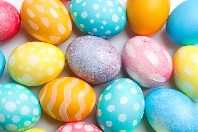 Decorative Easter eggs as background. Space for text