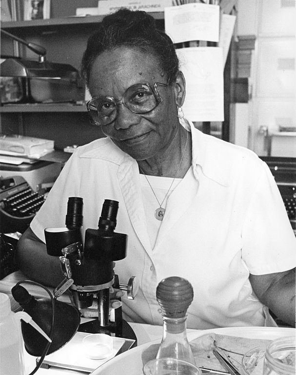 Washington D.C., USA - July, 1983: Sophie Lutterlough at a microscope