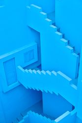 Blue stairs down and up in summer